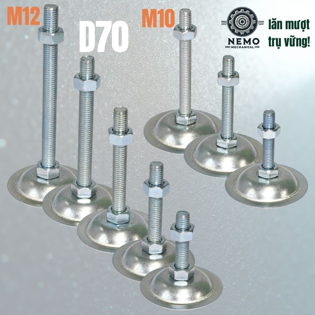 Chân Tăng Chỉnh Đế Thép Mạ Kẽm – Giải Pháp Cân Bằng Bàn Thao Tác & Băng Tải (M10, M12, M16)